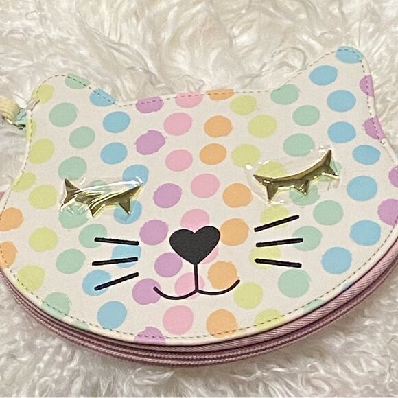 Luv Betsey Johnson Polka Dot Kitty Kitsch Clutch Wristlet Colorful - Picture 6 of 9